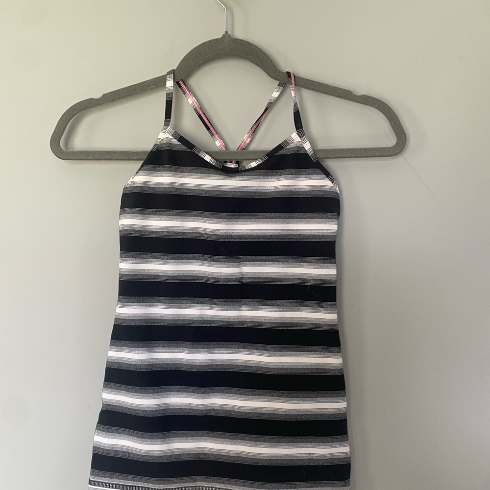 Ivivva Black and White Striped Tank Top